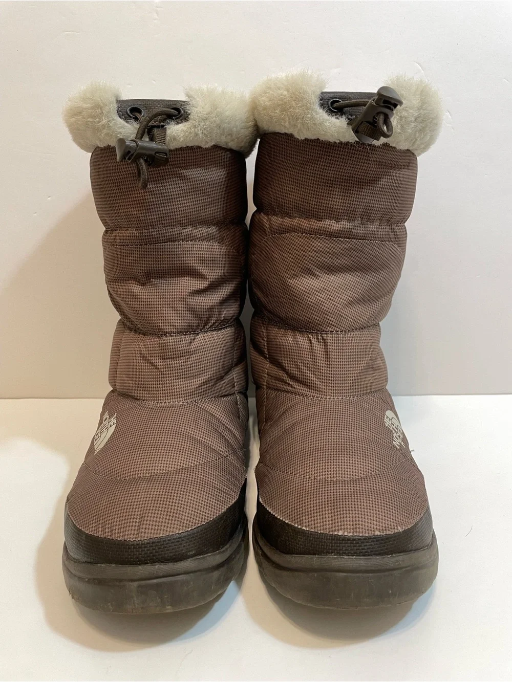 The North Face Nuptse Bootie Fur IV Brown and Black - Faux Fur Lining - Size 7